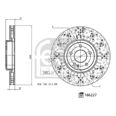 Disco de freno FEBI BILSTEIN 186227 Precio Bajo